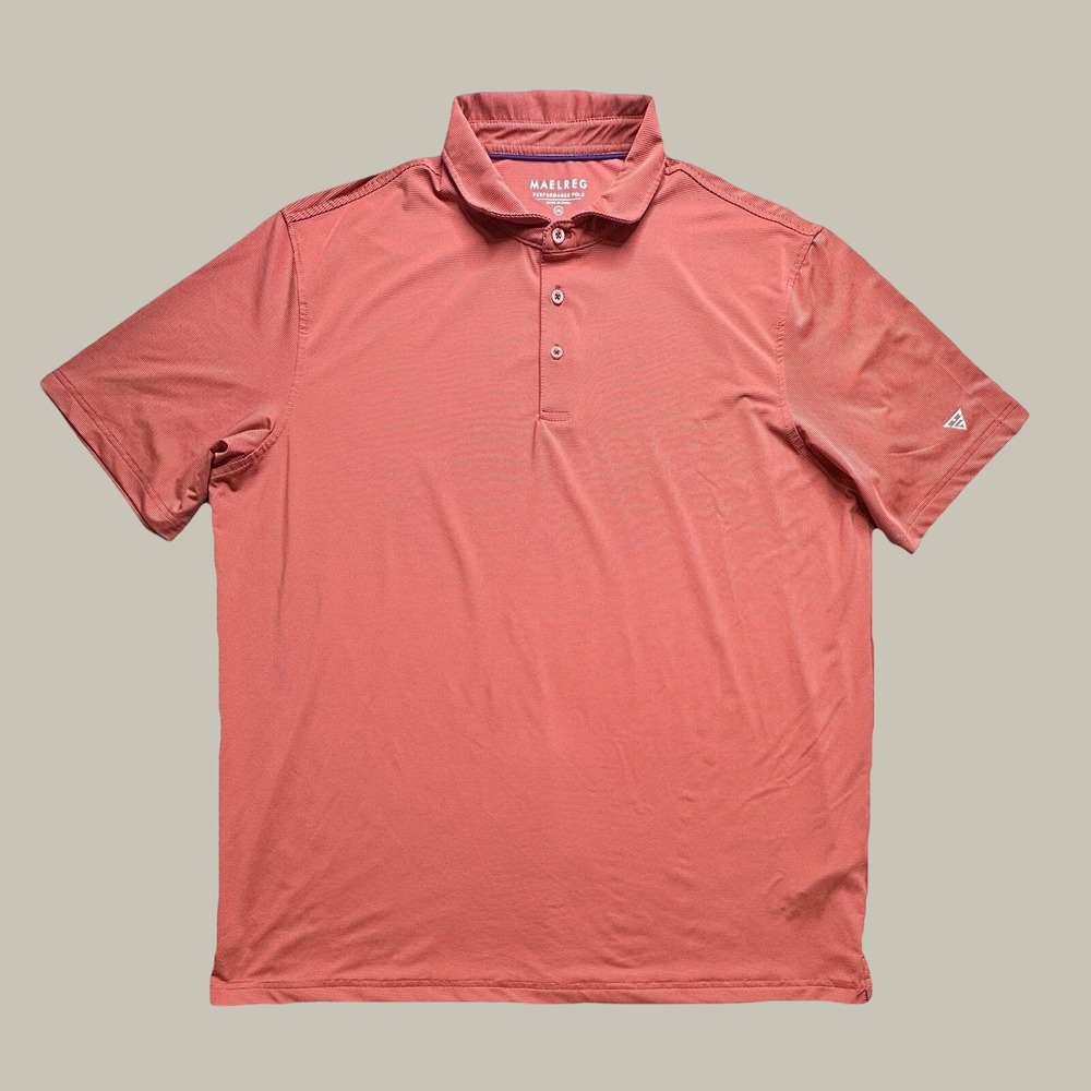 Maelreg Polo Shirt Mens 2XL Pink Performance Micro Stripe Short Sleeve Golf